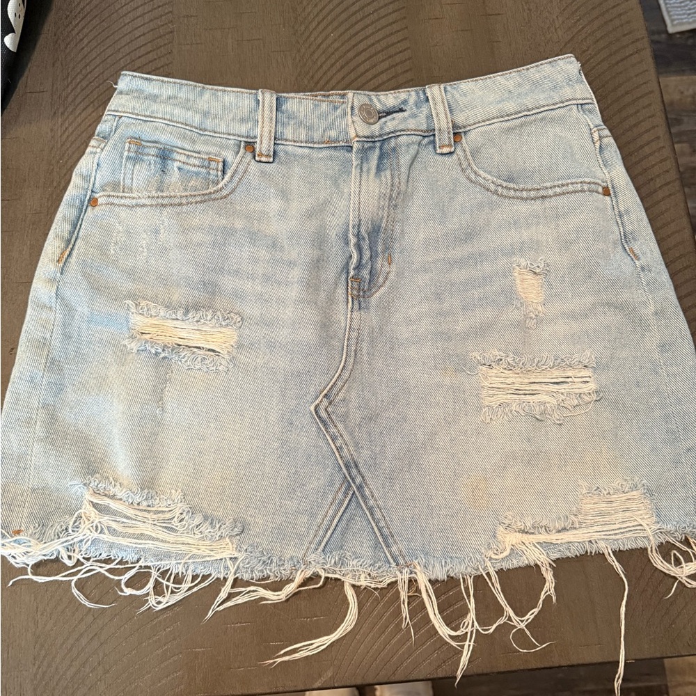 Denim Distressed Skirt